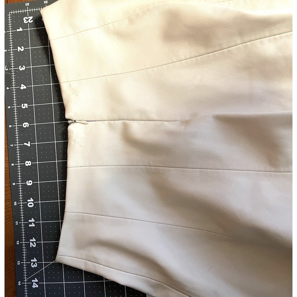 Women Skirt Faux Leather A-Line Paneled Mini 6 Cream - Picture 9 of 11